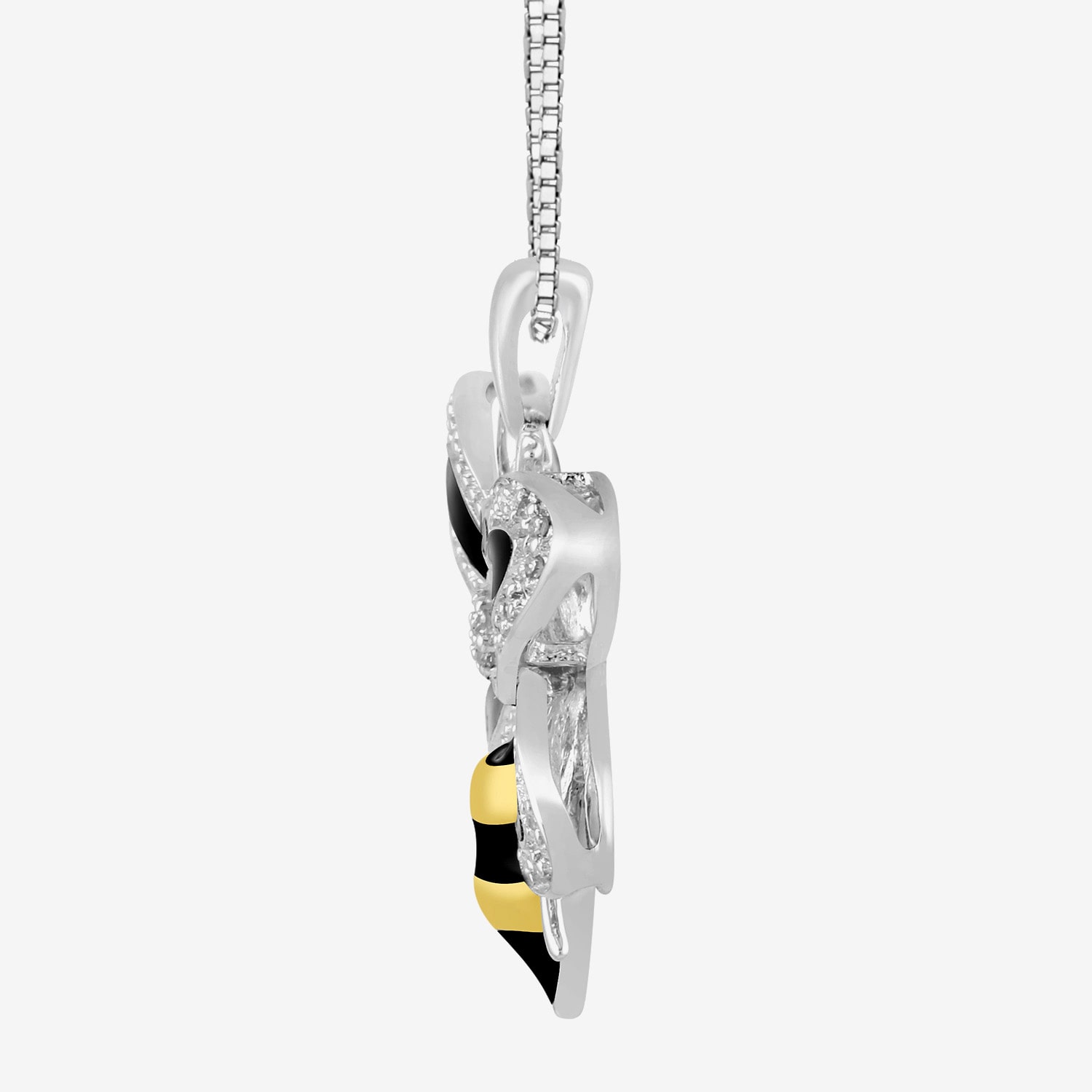 1/10 CT.T.W. Natural Diamond Bee Pendant Necklace