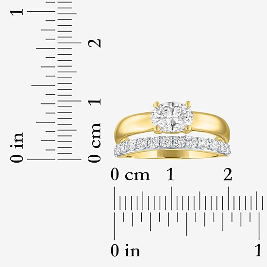 Diamond Addiction (G-H / Si1-Si2) Womens 1 1/2 CT. T.W. Lab Grown White Diamond 14K Gold Over Silver Oval Engagement Ring