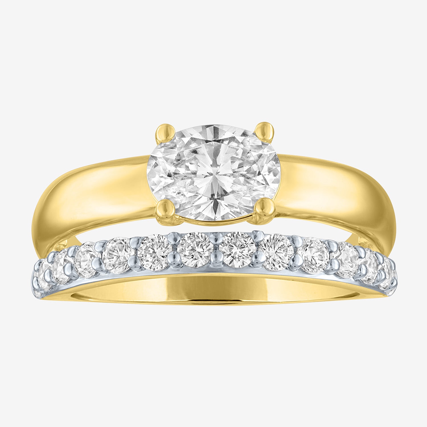Diamond Addiction (G-H / Si1-Si2) Womens 1 1/2 CT. T.W. Lab Grown White 14K Gold Over Silver Oval Engagement Ring