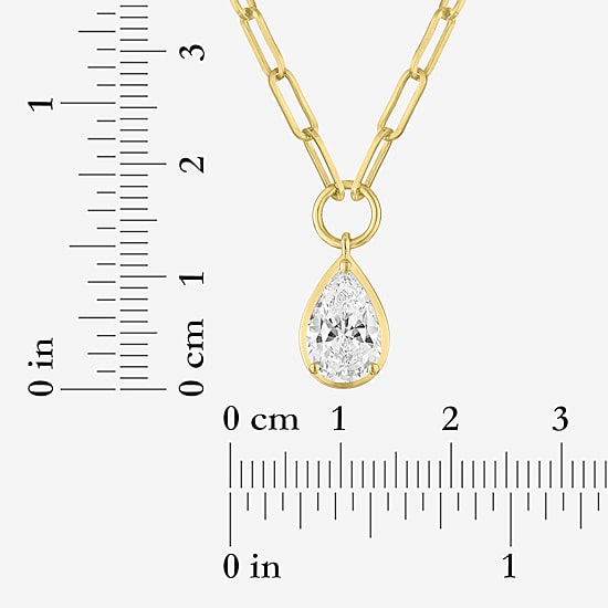 Diamond Addiction (G-H / Si1-Si2) Womens 1 1/2 CT. T.W. Lab Grown White Diamond 14K Gold Over Silver Pear 18 Inch Pendant Necklace