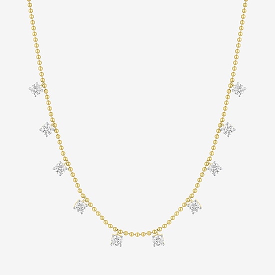 Diamond Addiction (G-H / Si1-Si2) Womens 14K Gold Over Silver 18 Inch Bead Chain Necklace