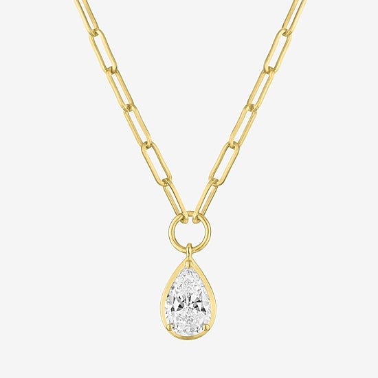 Diamond Addiction (G-H / Si1-Si2) Womens 1 1/2 CT. T.W. Lab Grown White Diamond 14K Gold Over Silver Pear 18 Inch Pendant Necklace