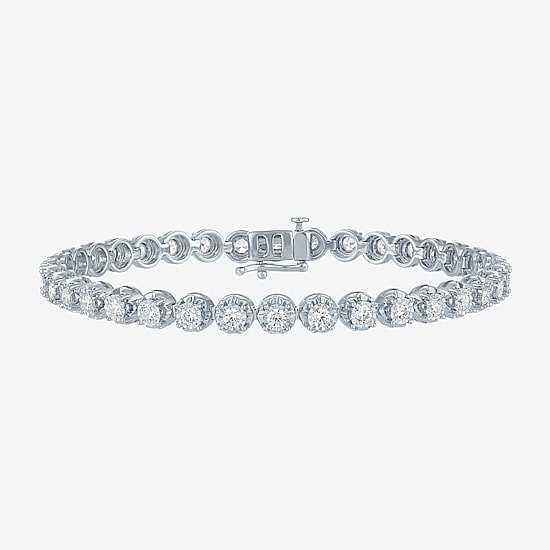 (G-H / Si1-Si2) Womens 2 CT. T.W. Lab Grown White Diamond Sterling Silver 7.5 Inch Tennis Bracelet