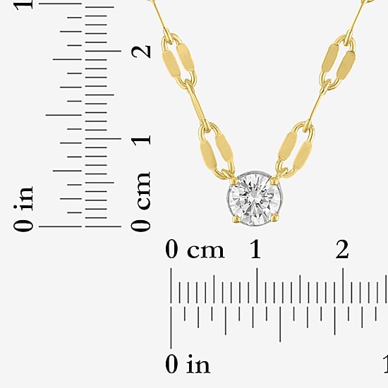 (G-H / Si1-Si2) Womens 1/3 CT. T.W. Lab Grown White Diamond 14K Gold Over Brass Round 16 Inch Pendant Necklace