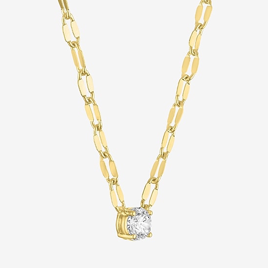 (G-H / Si1-Si2) Womens 1/3 CT. T.W. Lab Grown White Diamond 14K Gold Over Brass Round 16 Inch Pendant Necklace