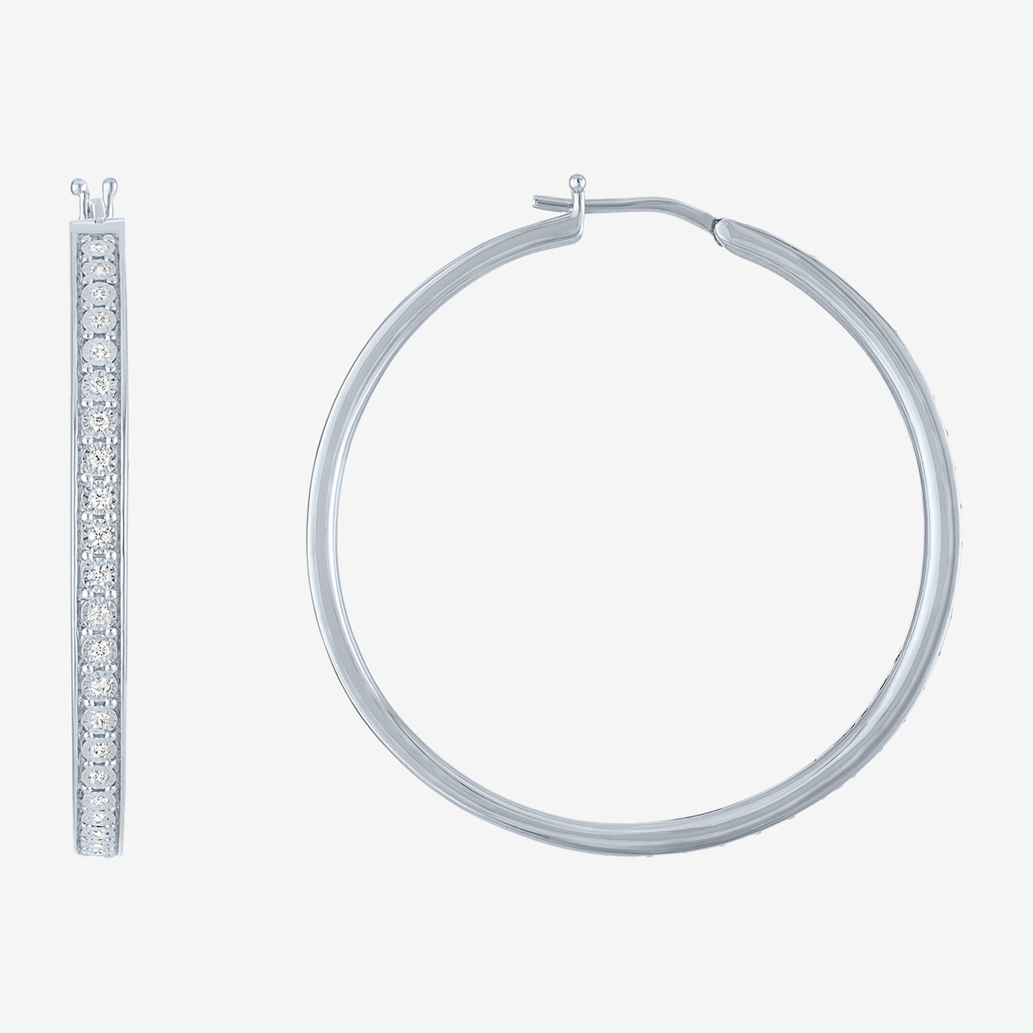 (G-H / Si1-Si2) Womens 1/3 CT. T.W. Lab Grown White Diamond 39mm Hoop Earrings