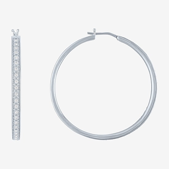 (G-H / Si1-Si2) Womens 1/3 CT. T.W. Lab Grown White Diamond 39mm Hoop Earrings