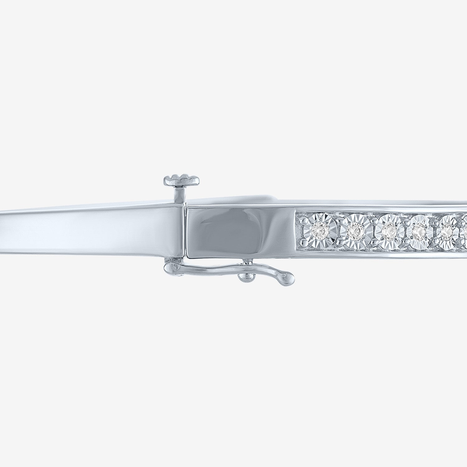 (G-H/ Si1-Si2) Womens 1/3 CT. T.W. Lab Grown White Diamond Pure Silver Over Brass Bangle Bracelet