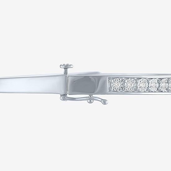 (G-H/ Si1-Si2) Womens 1/3 CT. T.W. Lab Grown White Diamond Pure Silver Over Brass Bangle Bracelet