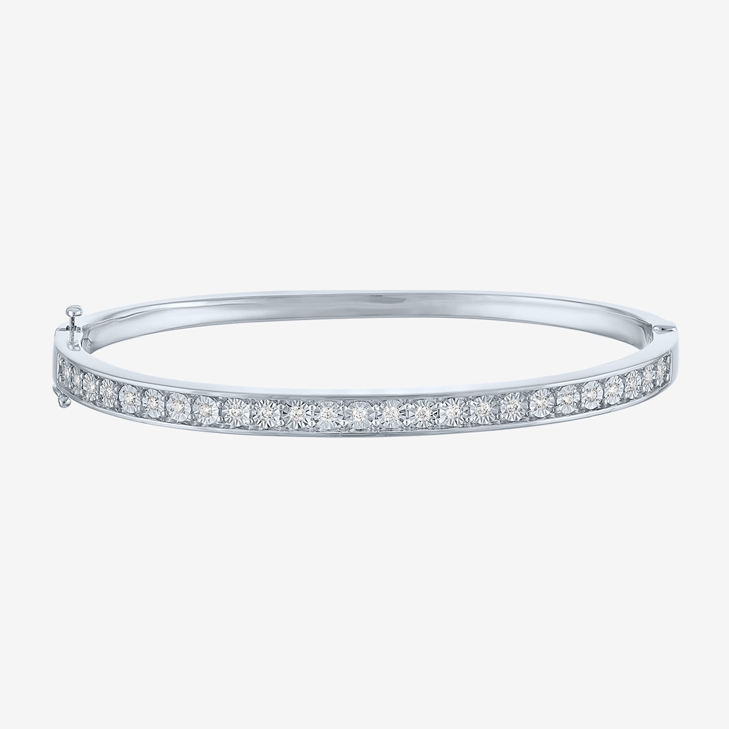 (G-H/ Si1-Si2) Womens 1/3 CT. T.W. Lab Grown White Diamond Pure Silver Over Brass Bangle Bracelet