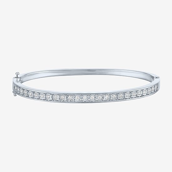 (G-H/ Si1-Si2) Womens 1/3 CT. T.W. Lab Grown White Diamond Pure Silver Over Brass Bangle Bracelet