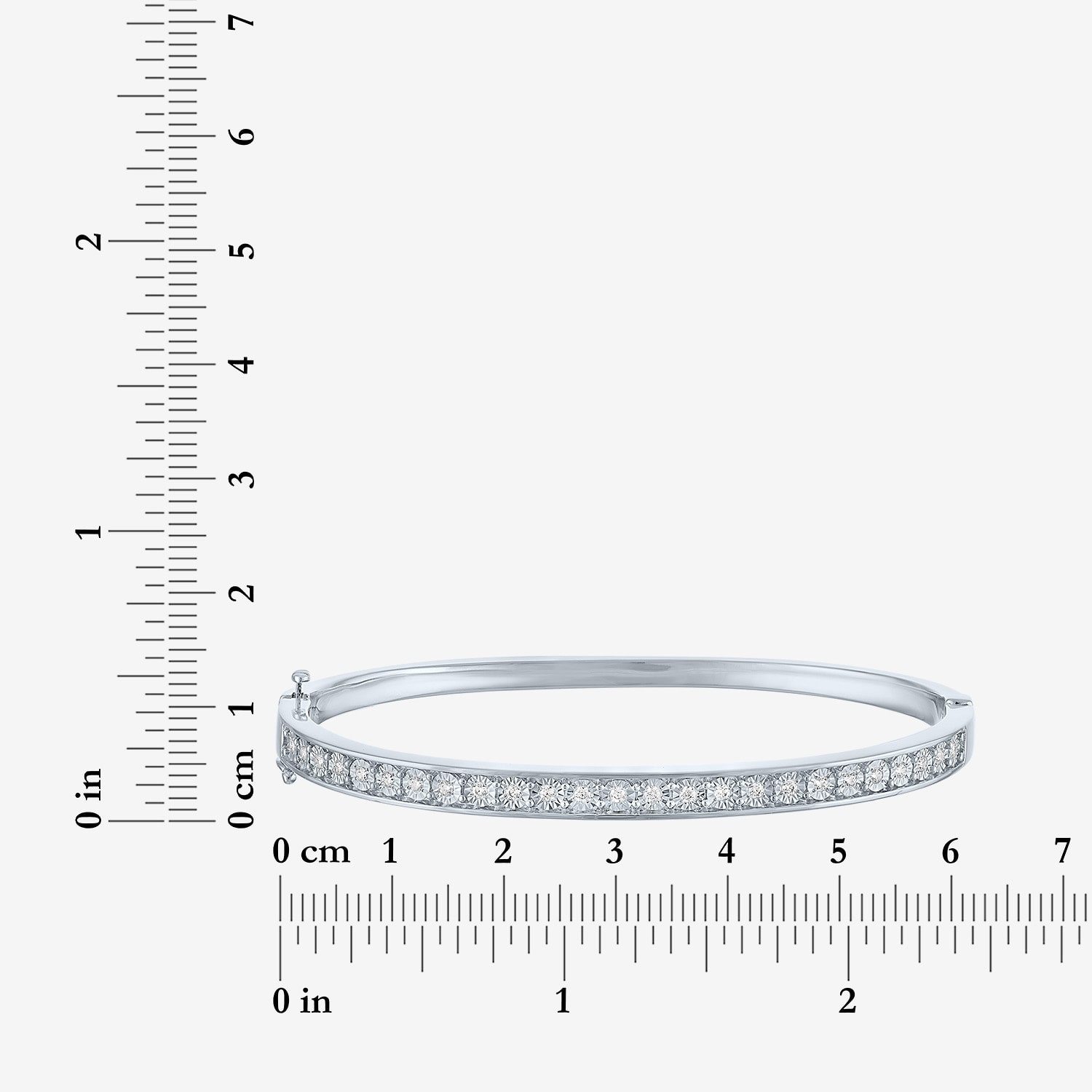 (G-H/ Si1-Si2) Womens 1/3 CT. T.W. Lab Grown White Diamond Pure Silver Over Brass Bangle Bracelet
