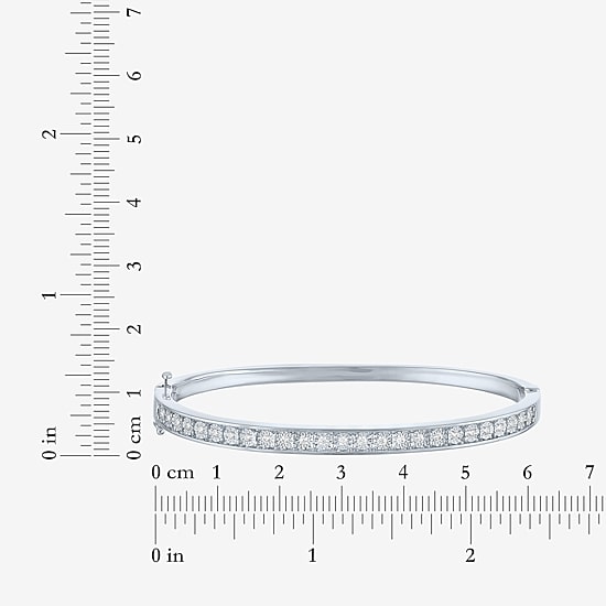 (G-H/ Si1-Si2) Womens 1/3 CT. T.W. Lab Grown White Diamond Pure Silver Over Brass Bangle Bracelet