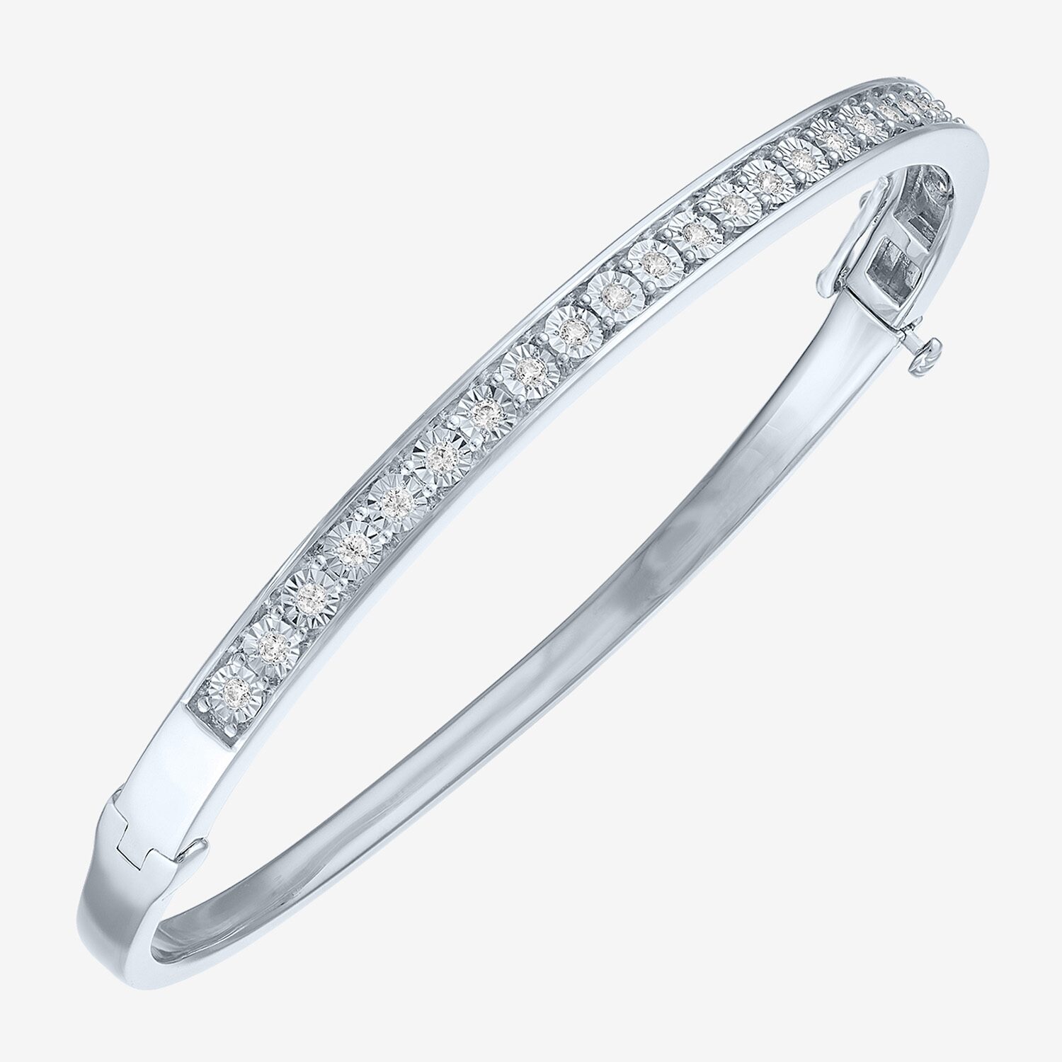 (G-H/ Si1-Si2) Womens 1/3 CT. T.W. Lab Grown White Diamond Pure Silver Over Brass Bangle Bracelet