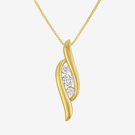 (G-H / Si1-Si2) Womens 1/3 CT. T.W. Lab Grown White Diamond 14K Gold Over Brass 18 Inch Pendant Necklace