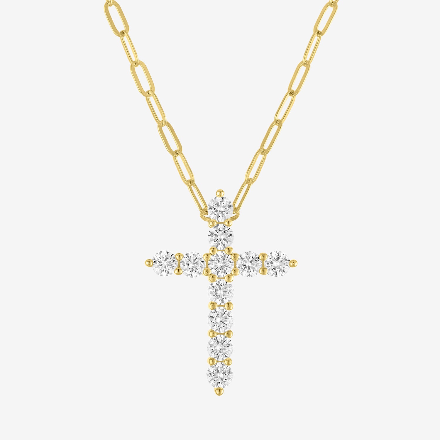 Womens Lab Created White Sapphire 14K Gold Over Brass Cross 18 Inch Pendant Necklace