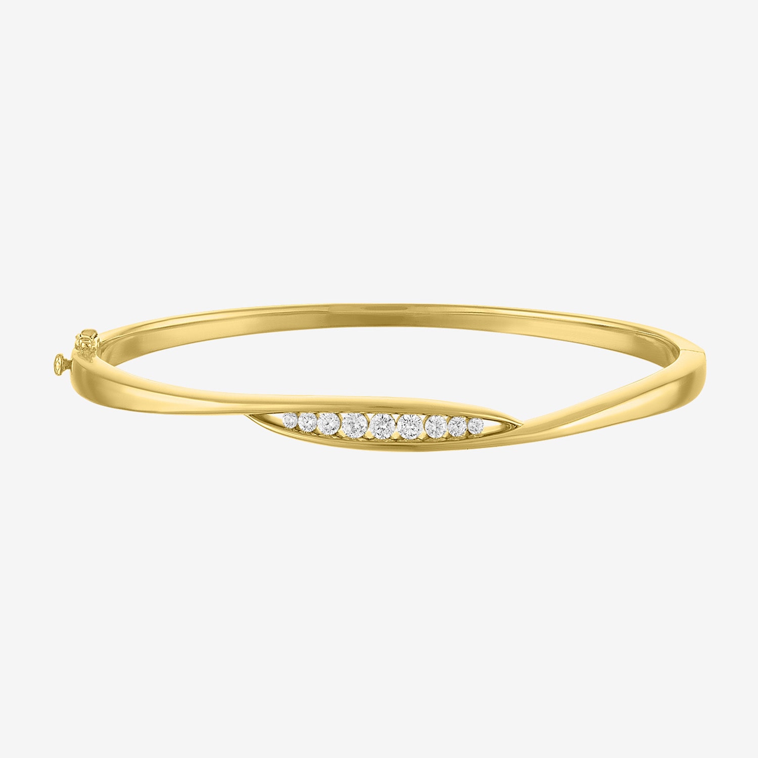 (G-H/ Si1-Si2) Womens 1/3 CT. T.W. Lab Grown White Diamond 14K Gold Over Brass Bangle Bracelet