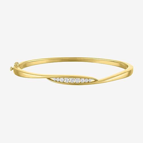(G-H/ Si1-Si2) Womens 1/3 CT. T.W. Lab Grown White Diamond 14K Gold Over Brass Bangle Bracelet, One Size, Yellow