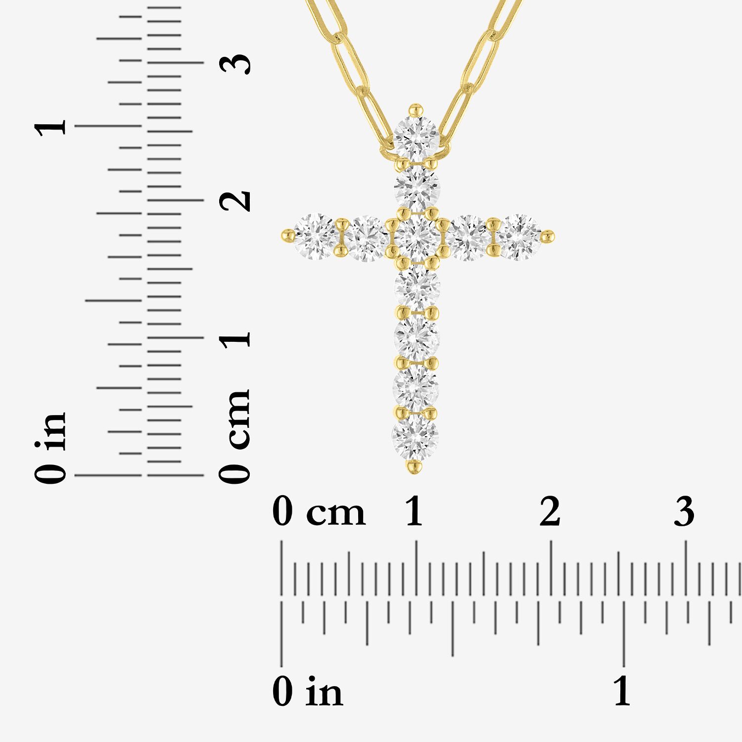 Womens Lab Created White Sapphire 14K Gold Over Brass Cross 18 Inch Pendant Necklace