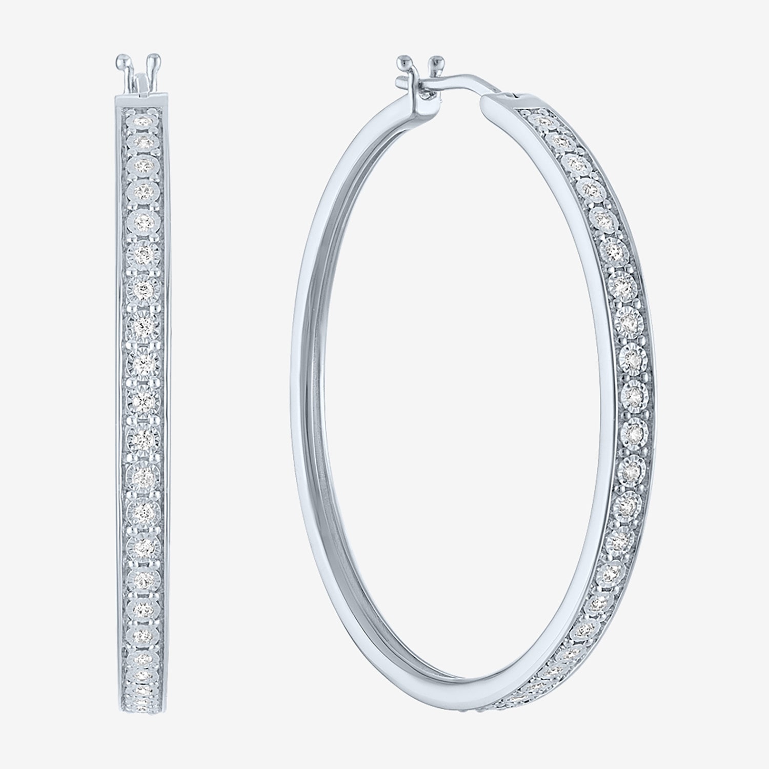 (G-H / Si1-Si2) Womens 1/3 CT. T.W. Lab Grown White Diamond 39mm Hoop Earrings