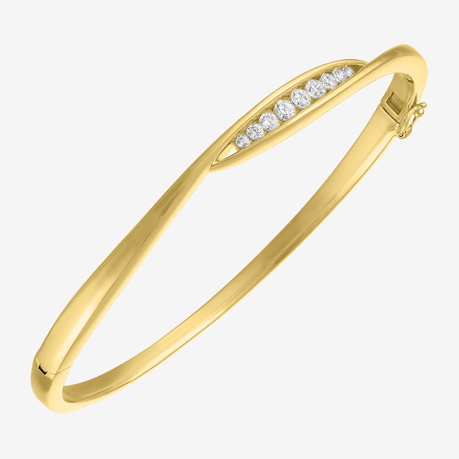 (G-H/ Si1-Si2) Womens 1/3 CT. T.W. Lab Grown White Diamond 14K Gold Over Brass Bangle Bracelet