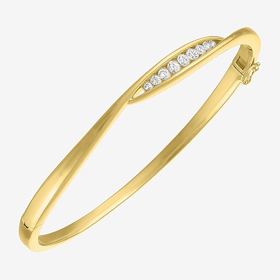 (G-H/ Si1-Si2) Womens 1/3 CT. T.W. Lab Grown White Diamond 14K Gold Over Brass Bangle Bracelet