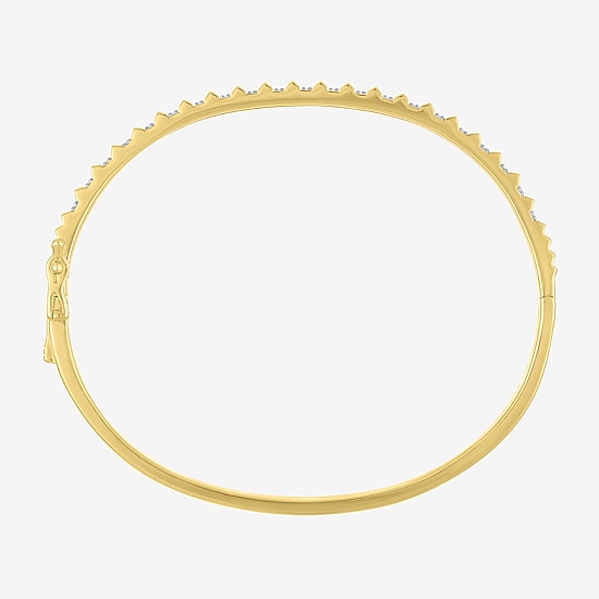 (G-H/ Si1-Si2) Womens 1/3 CT. T.W. Lab Grown White Diamond 14K Gold Over Brass Bangle Bracelet