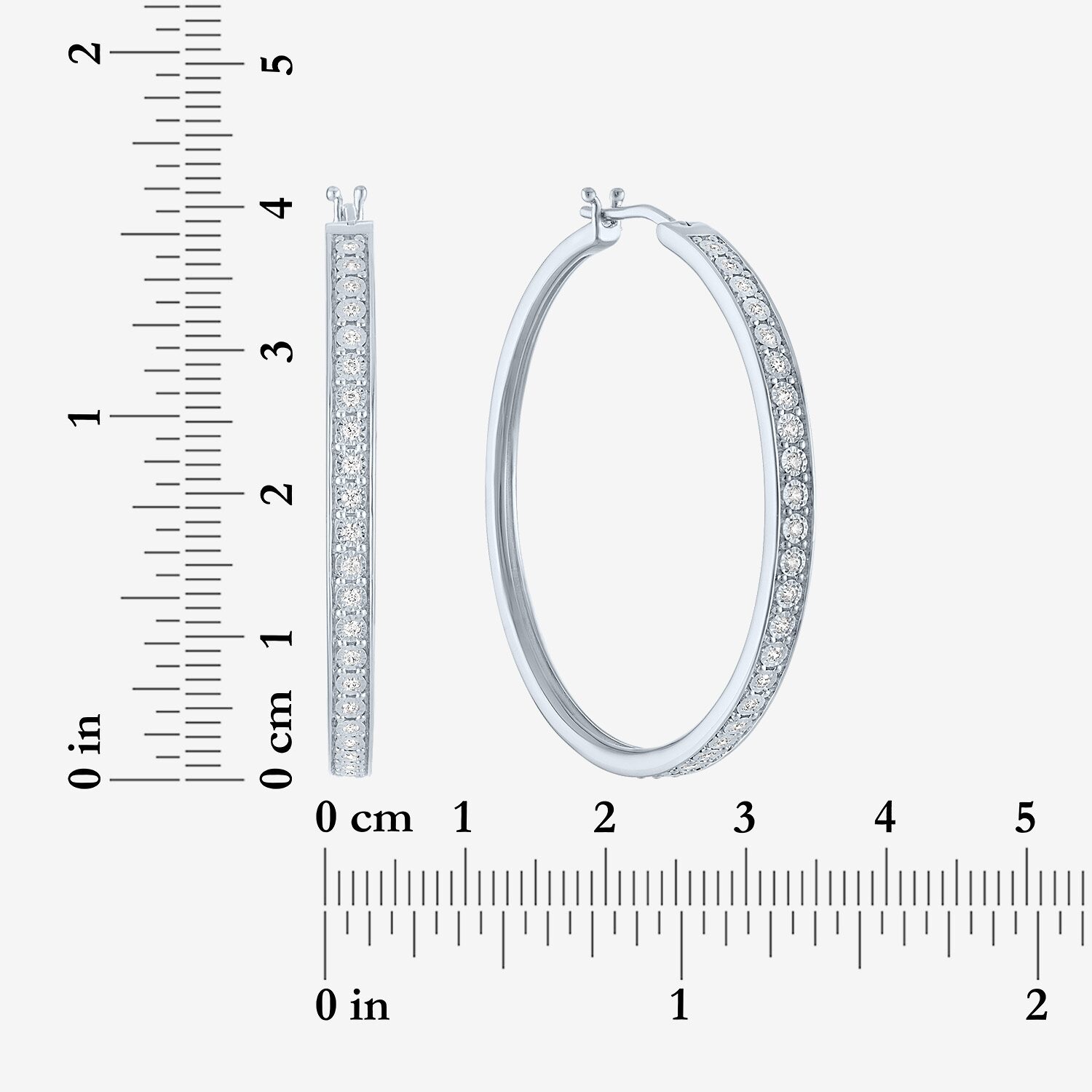 (G-H / Si1-Si2) Womens 1/3 CT. T.W. Lab Grown White Diamond 39mm Hoop Earrings