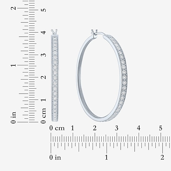 (G-H / Si1-Si2) Womens 1/3 CT. T.W. Lab Grown White Diamond 39mm Hoop Earrings