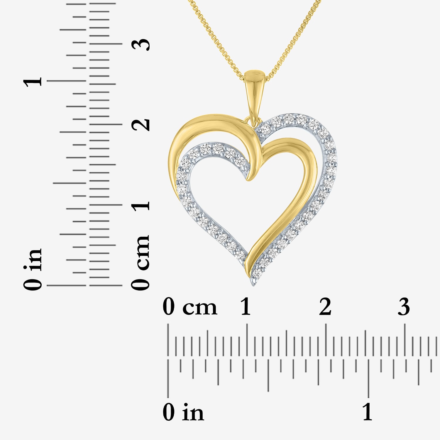 (G-H / Si1-Si2) Womens 1/3 CT. T.W. Lab Grown White Diamond 14K Gold Over Brass Heart 18 Inch Pendant Necklace