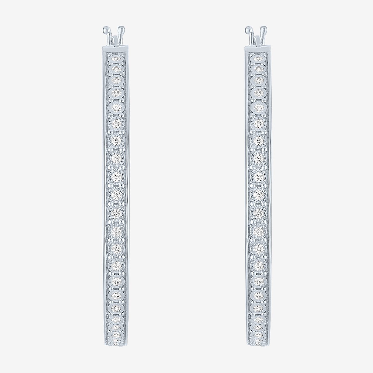 (G-H / Si1-Si2) Womens 1/3 CT. T.W. Lab Grown White Diamond 39mm Hoop Earrings