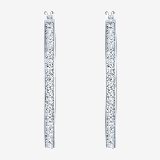 (G-H / Si1-Si2) Womens 1/3 CT. T.W. Lab Grown White Diamond 39mm Hoop Earrings