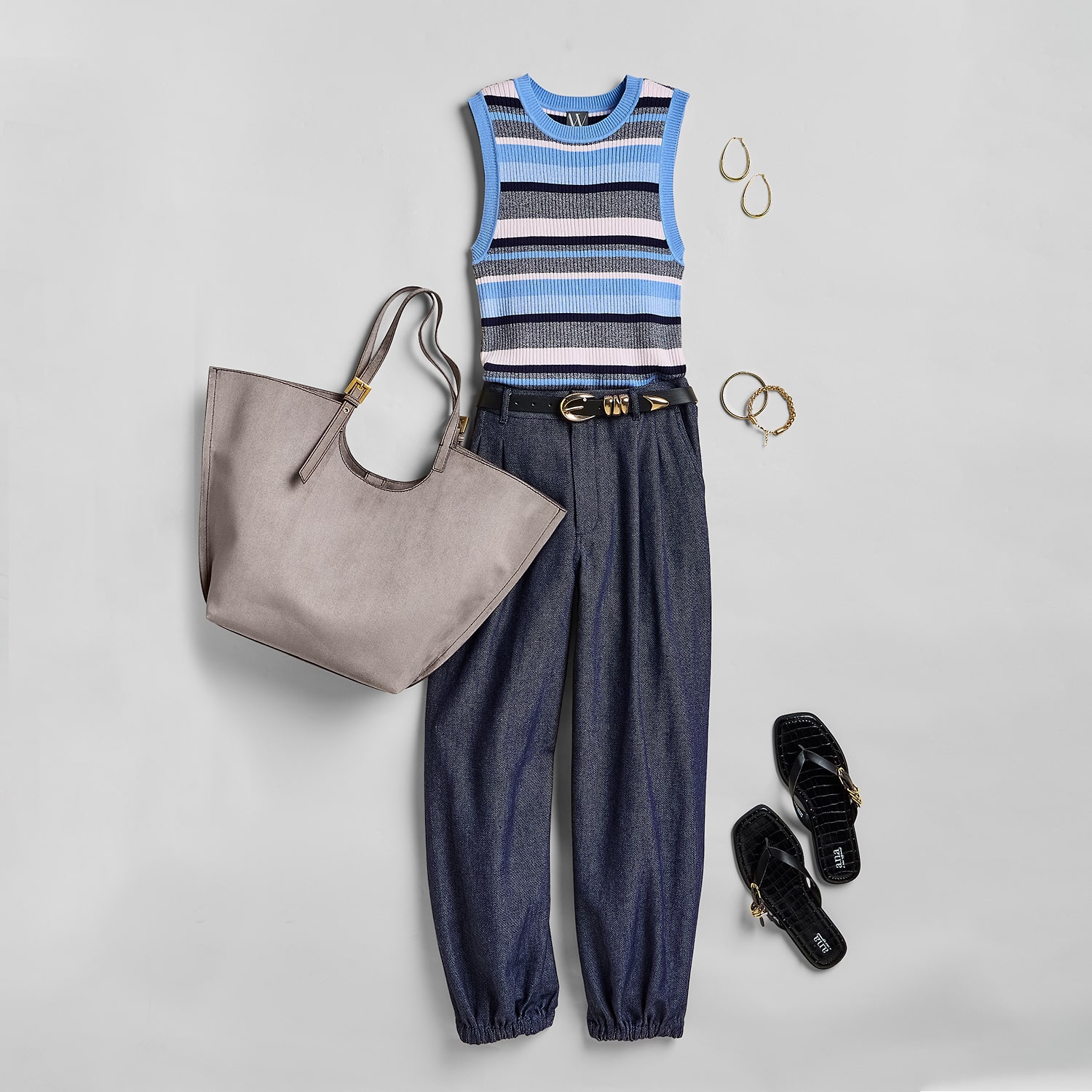Worthington Womens Crew Neck Sleeveless Striped Pullover Sweater