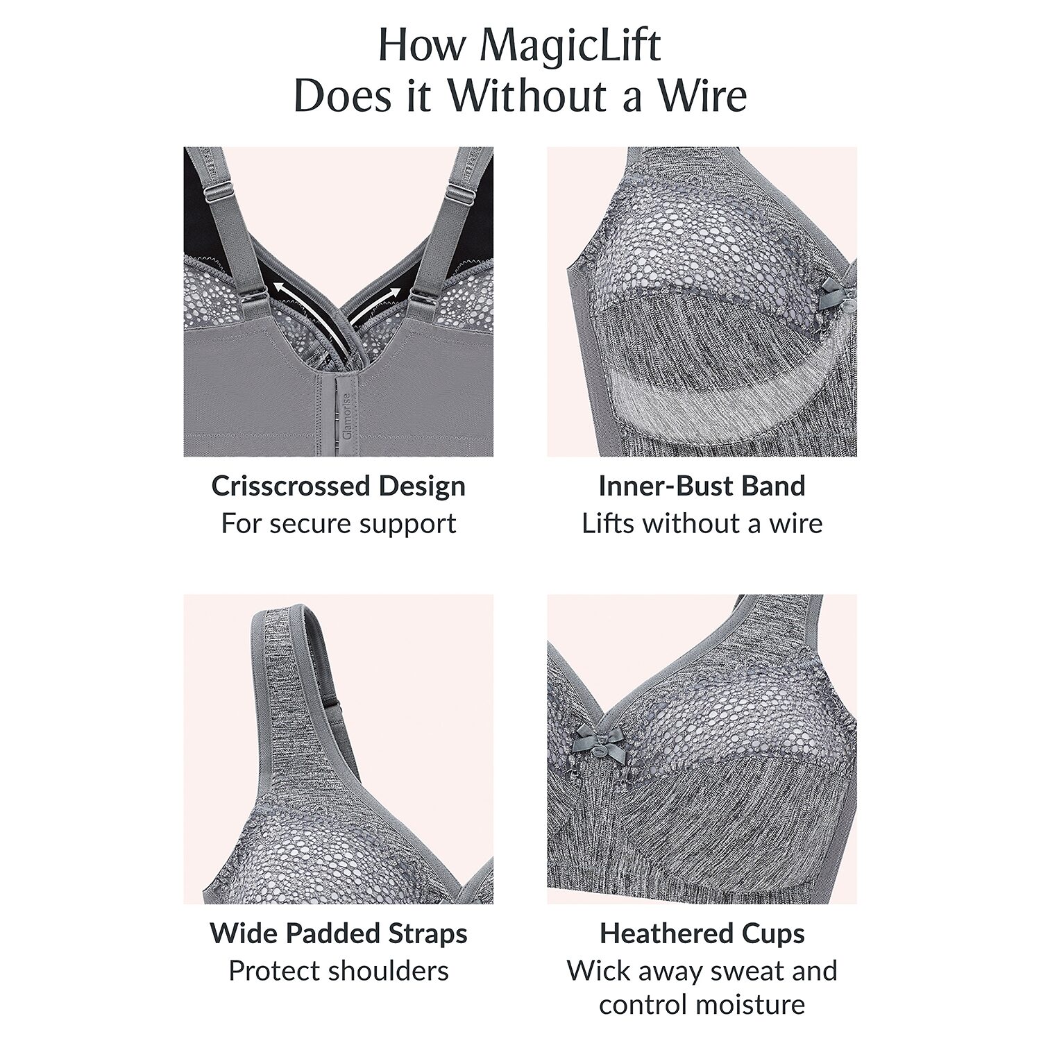 Glamorise MagicLift® Moisture Control Wirefree Bra-1064