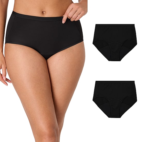 Hanes Womens Period + Leak Resistant 2 Pack Brief Panty 40smcp