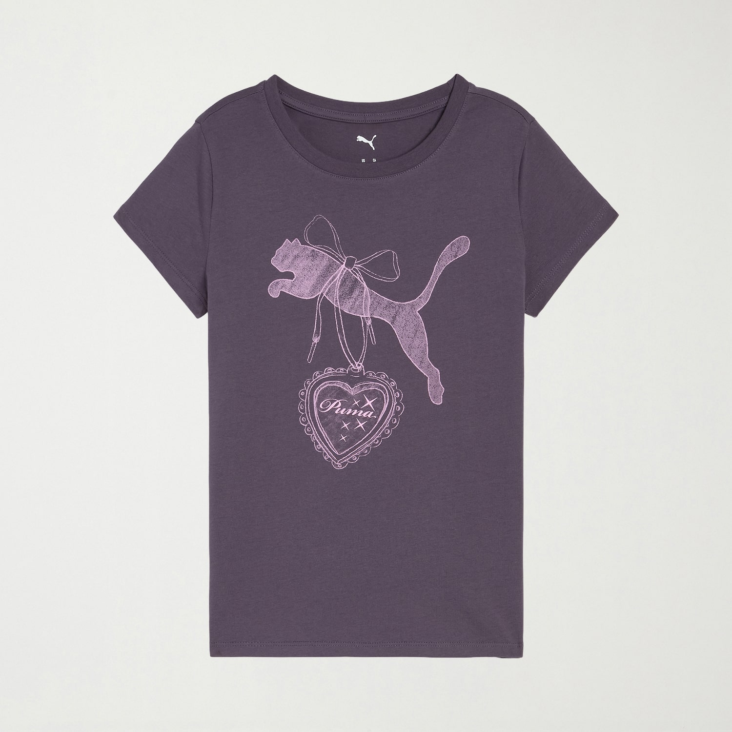 PUMA Big Kid Girls Round Neck Short Sleeve Classic Fit Graphic T-Shirt