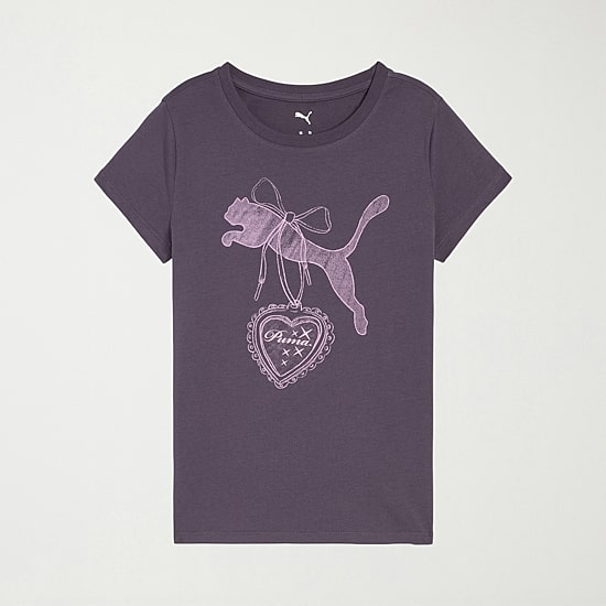 PUMA Big Kid Girls Round Neck Short Sleeve Classic Fit Graphic T-Shirt