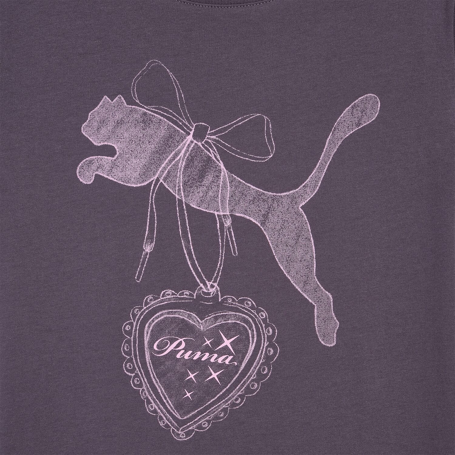 PUMA Big Kid Girls Round Neck Short Sleeve Classic Fit Graphic T-Shirt
