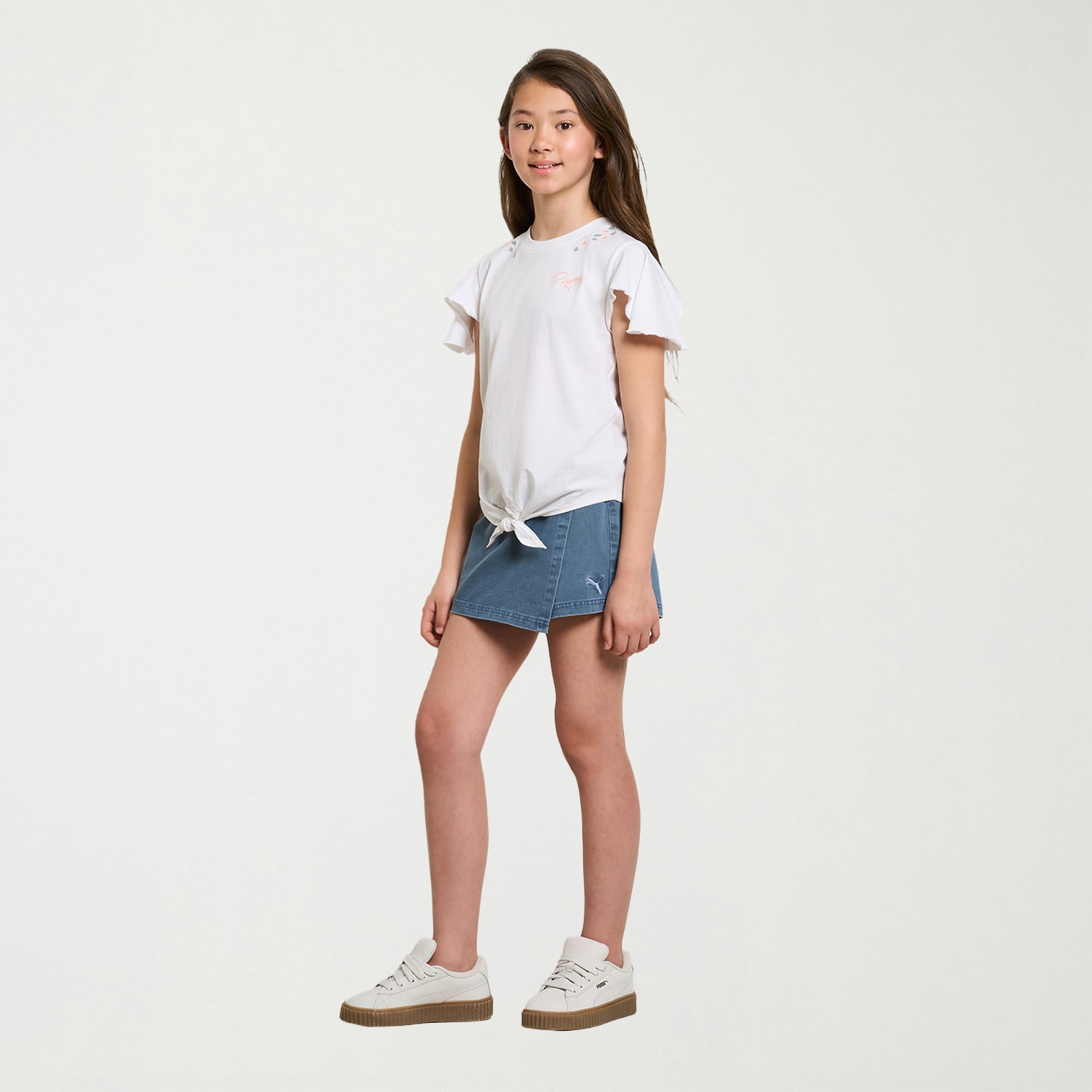 PUMA Big Kid Girls Round Neck Short Sleeve Regular Fit Graphic T-Shirt