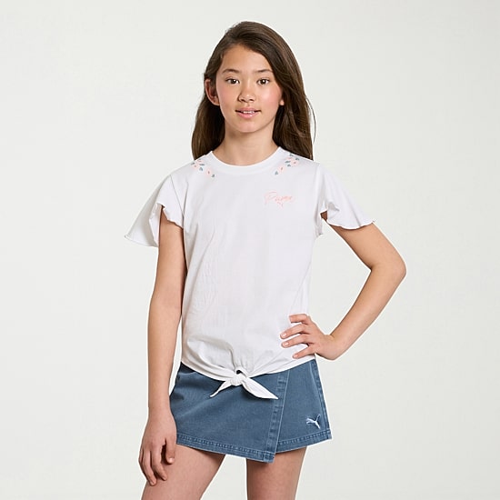 PUMA Big Kid Girls Round Neck Short Sleeve Regular Fit Graphic T-Shirt