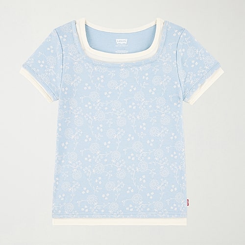 Levi 's Big Kid Girls Square Neck Short Sleeve T-shirt In Blue