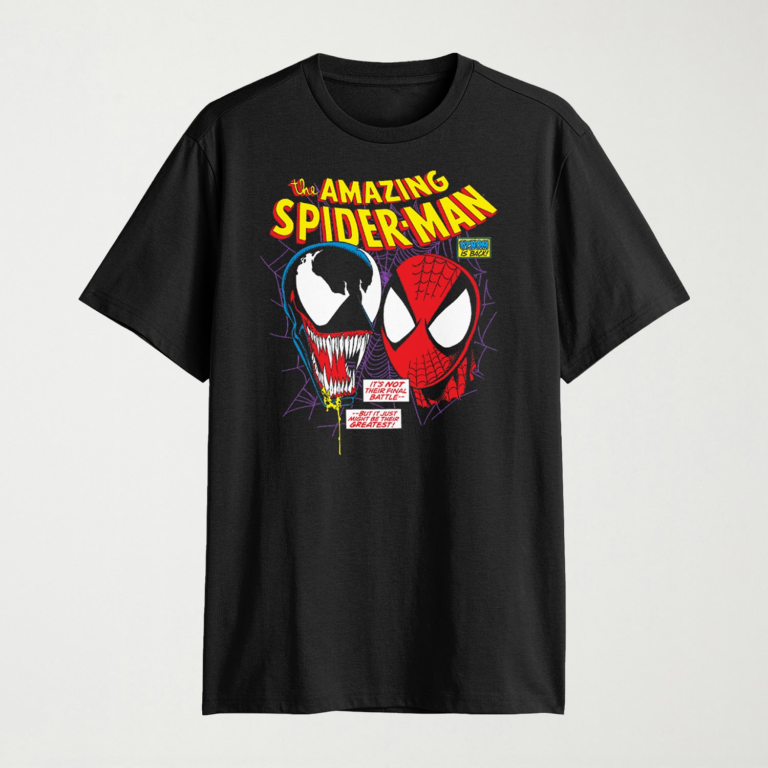 Mens Crew Neck Short Sleeve Classic Fit Spiderman Venom Big and Tall Graphic T-Shirt