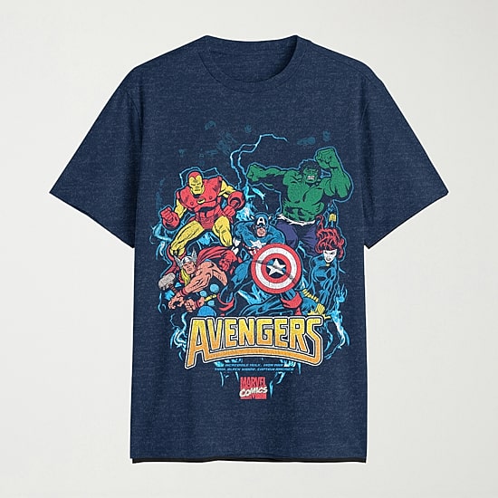 Mens Crew Neck Short Sleeve Classic Fit Avengers Big and Tall Graphic T-Shirt
