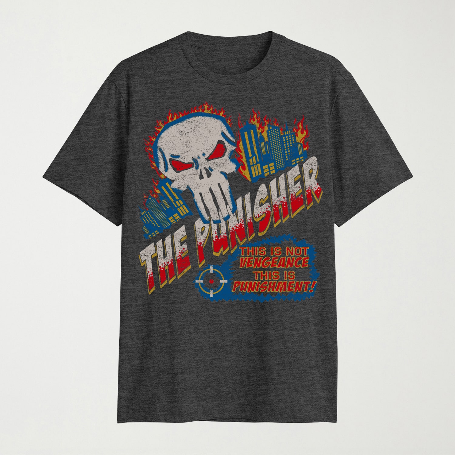 Mens Crew Neck Short Sleeve Classic Fit Punisher Big and Tall Graphic T-Shirt