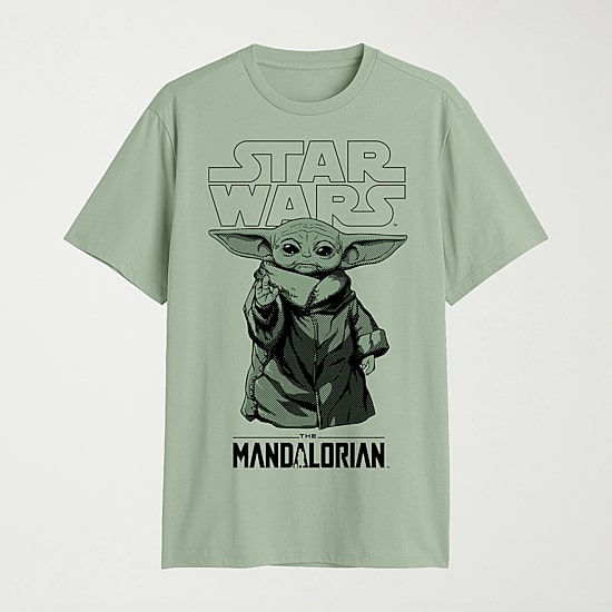 Grogu Mens Crew Neck Short Sleeve Regular Fit Star Wars Graphic T-Shirt