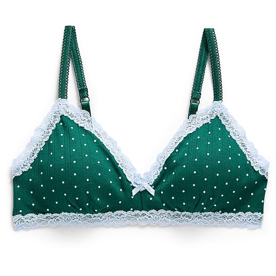Arizona Body Cotton Pointelle with Lace Trim Bralette