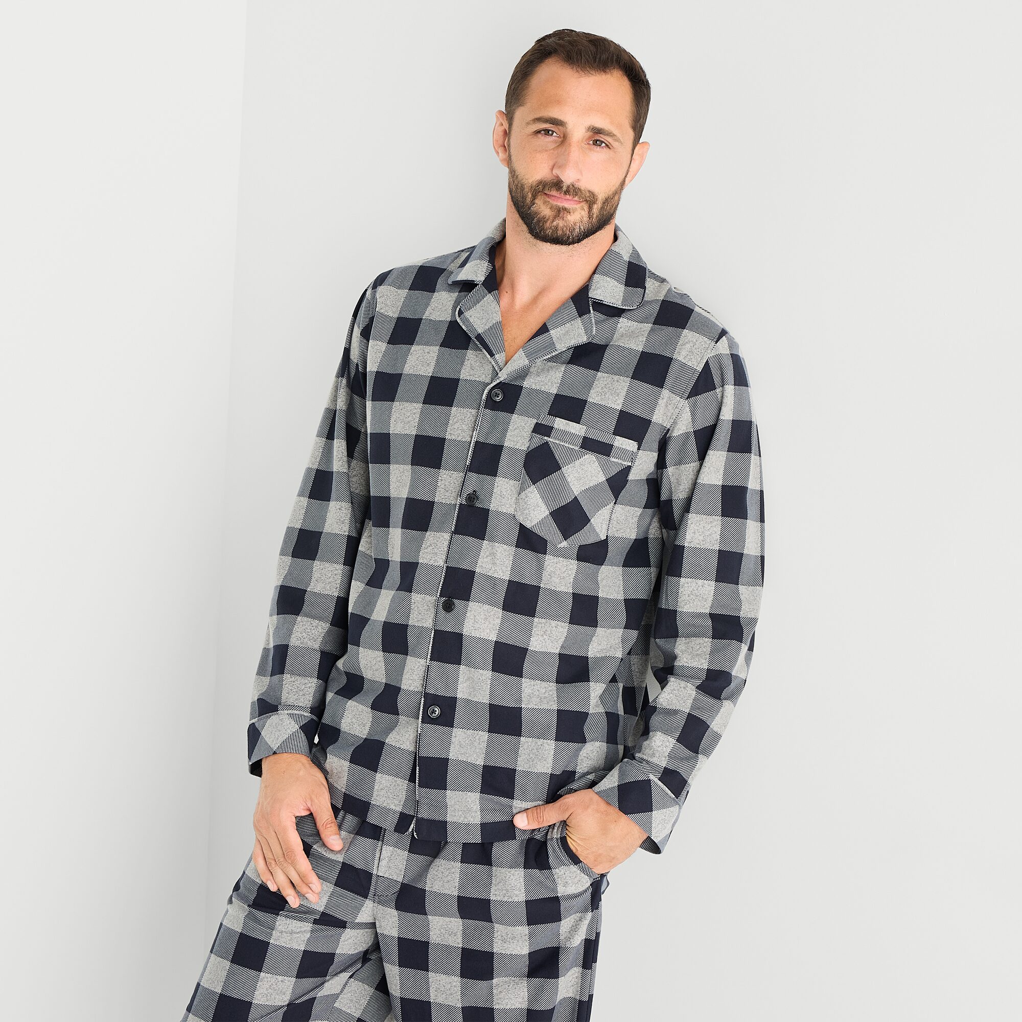 St. John's Bay Mens Fleece Long Sleeve 2-pc. Big and Tall Pajama Set