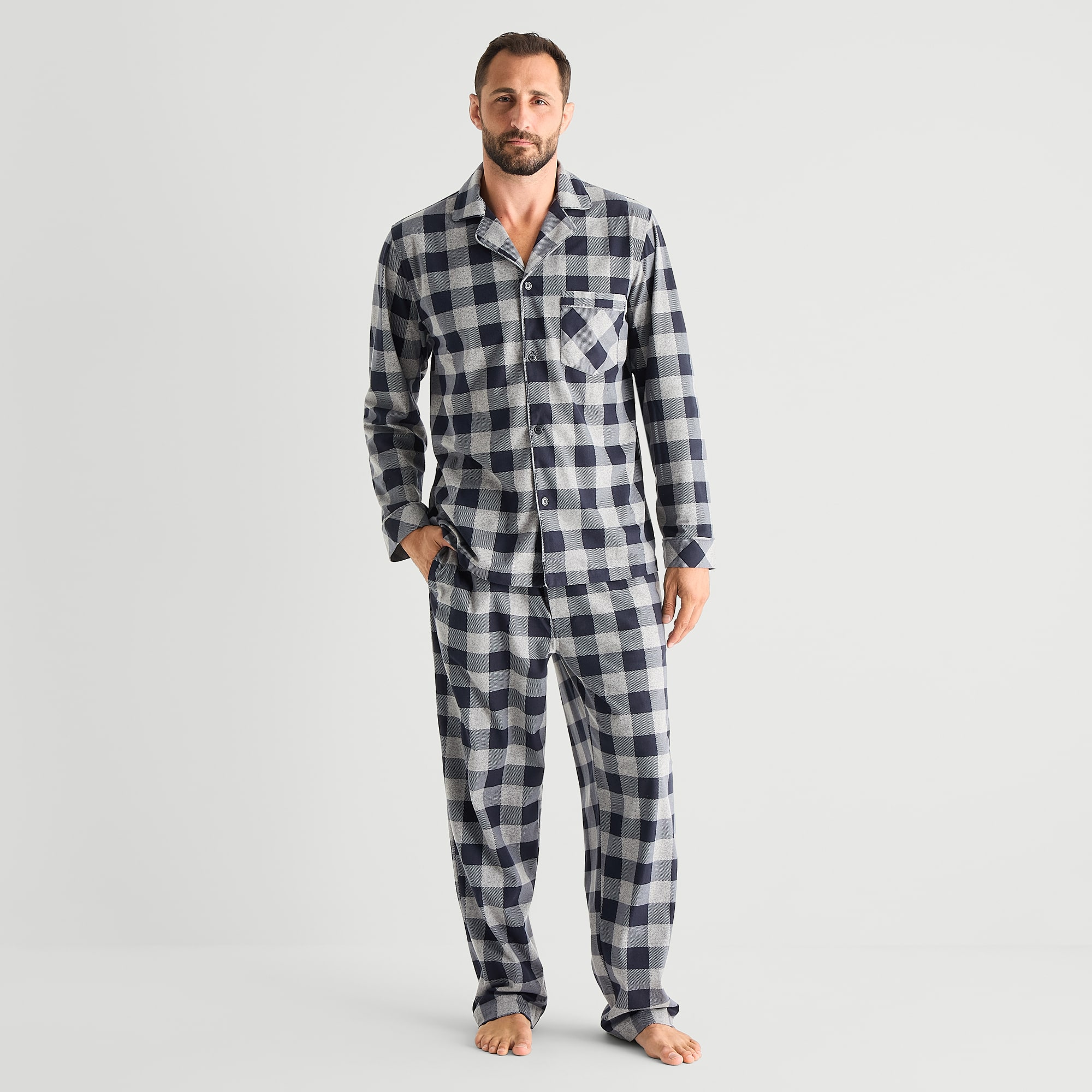 St. John's Bay Mens Fleece Long Sleeve 2-pc. Big and Tall Pajama Set