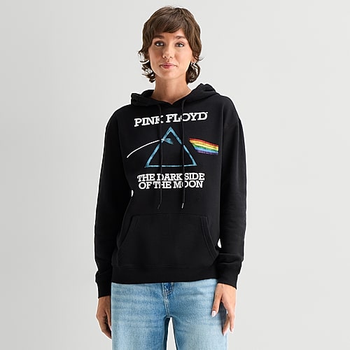 Bio Womens Long Sleeve Pink Floyd Hoodie In Black