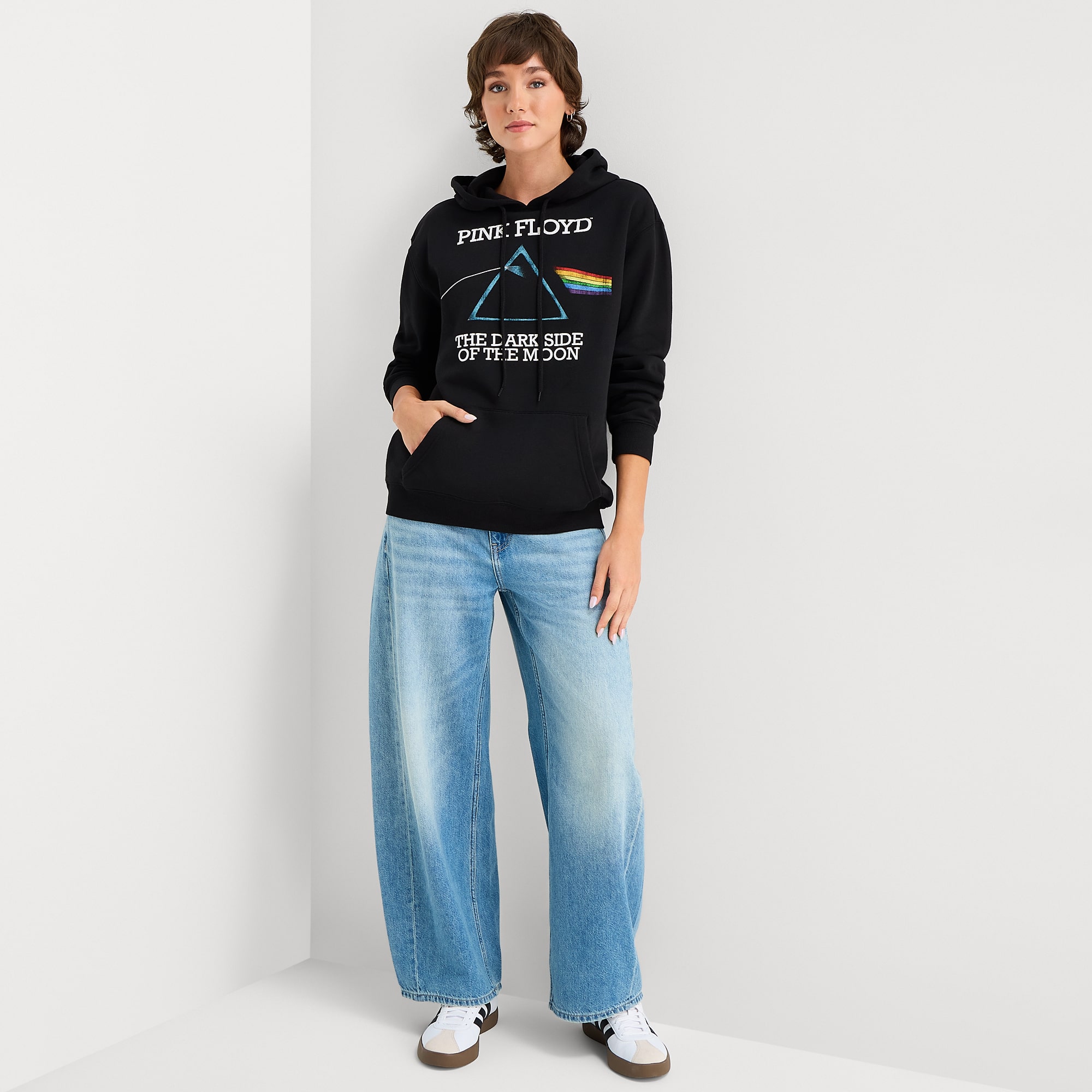 Womens Juniors Long Sleeve Pink Floyd Hoodie